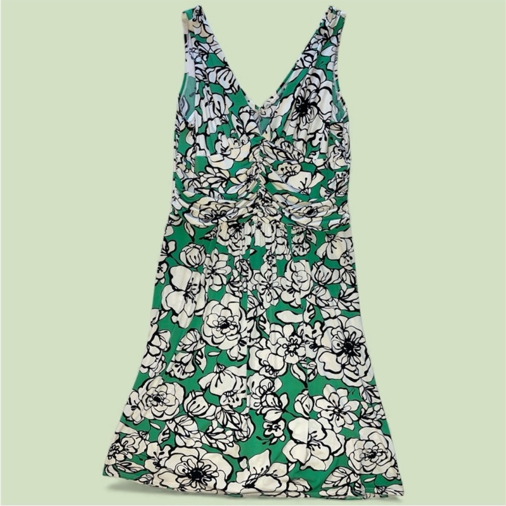 Bisou Bisou Floral Green and White Sleeveless Midi Dress - Picture 8 of 8